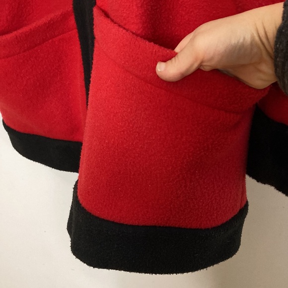 Fleece Jacket Womens Medium Large Red Black Maple Leaf Faux Fur Artisan Made - Picture 9 of 14